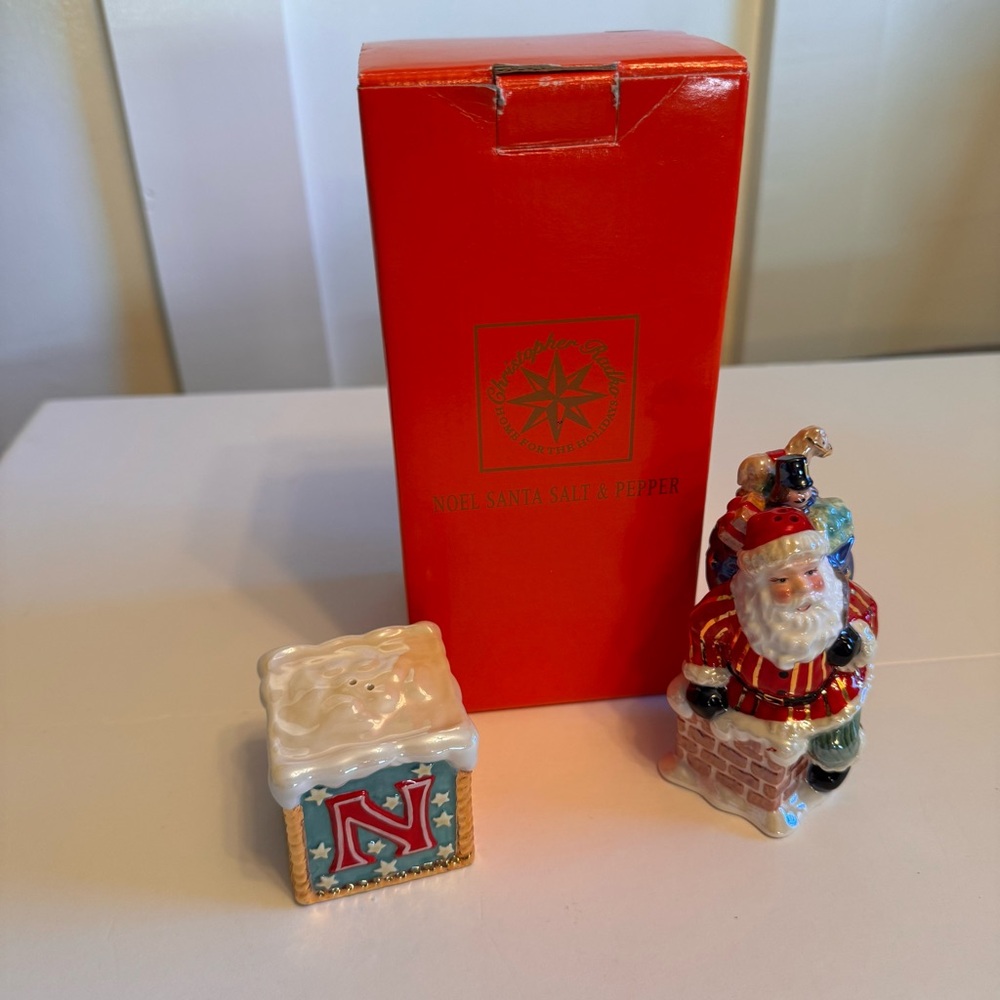 Christopher Radko‎ Noel and Santa Christmas Salt And Pepper Shaker Set New